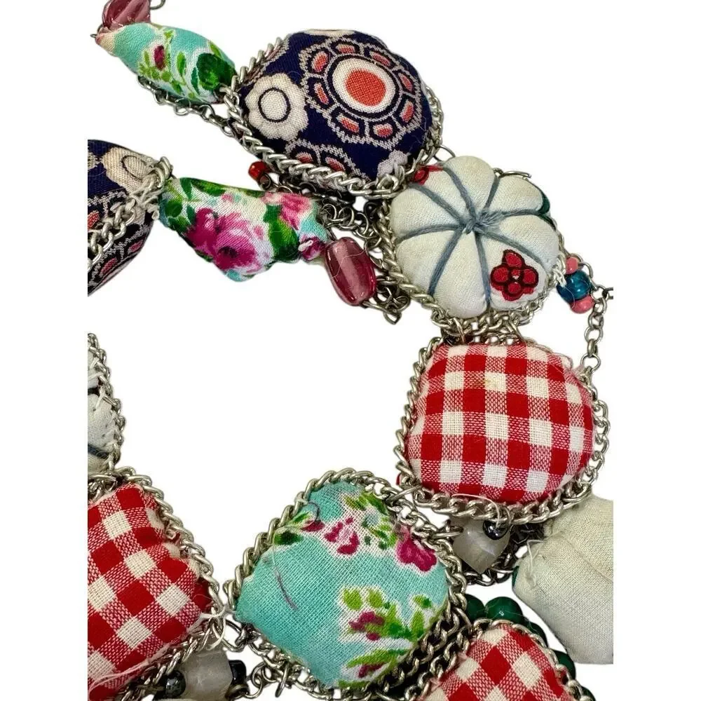 VINTAGE Handmade Italian Beaded Cloth Pillow Embellished Necklace STUNNING - Picture 9 of 9